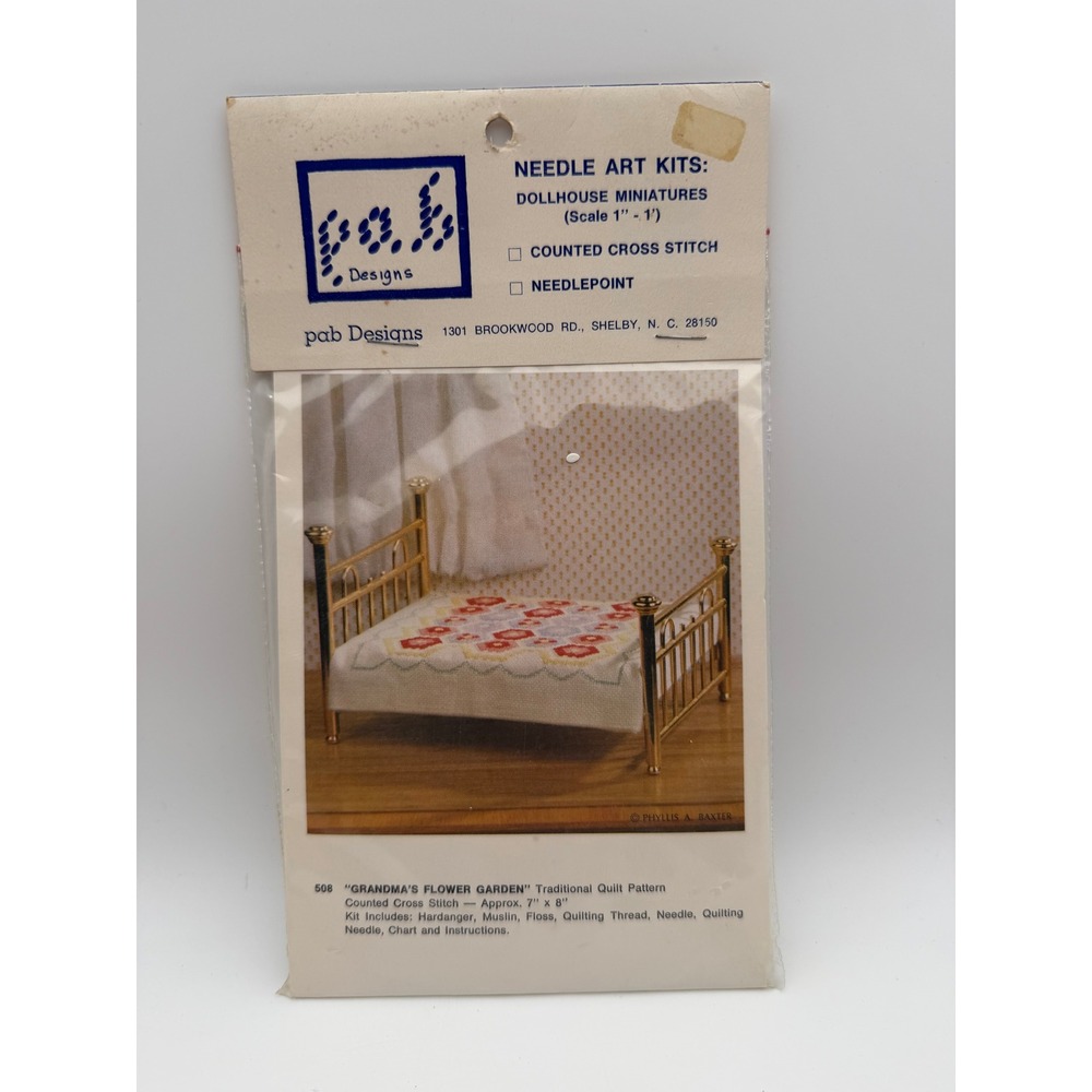 PAB Designs 508 Grandmas Flower Garden Dollhouse Miniature Cross Stitch Kit 1:12